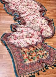 Plain Linen Digital Print Saree