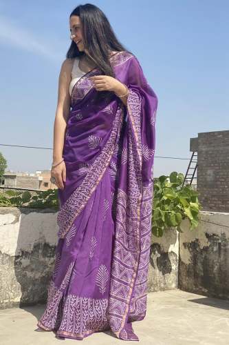 Premium Chanderi With Zari Patti & Digital Printed Saree