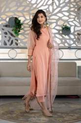 Premium Rayon Slub Kurti Set With Sequence & Embroidery Work