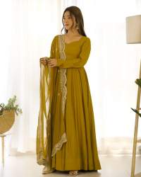 Presenting Chanderi Flair Anarkali With Pent And Dupataa Set 