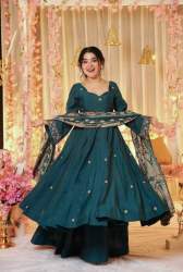 Presenting Embroidery Sequence Work Gown 