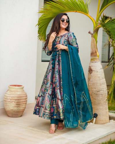 Presenting Exclusive  pure Jimmy organza silk Anarkali Gown 