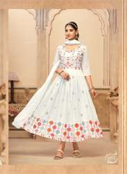 presenting Faux Georgette Gown with Heavy Embroidery Work 
