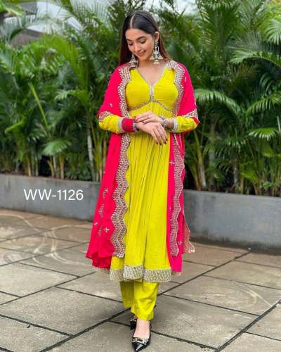 Presenting New Collection Heavy Fox Georgette kurti  With Heavy Embroidery