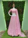 Pretty Baby Pink Georgette Lehenga Choli With Embroidery Work 