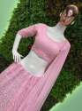 Pretty Baby Pink Georgette Lehenga Choli With Embroidery Work  thumb 1