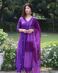 Pretty Fox Georgette Kurti And Full Lining With Organza Dupatta