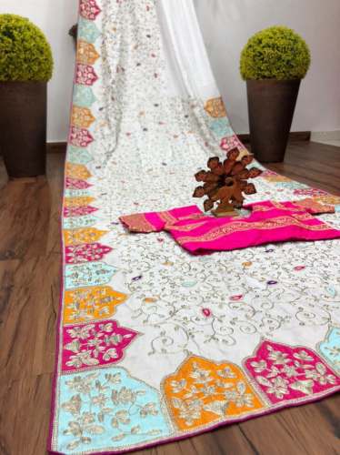 Pretty Heavy Dola Silk With Embroidery Work Saree 