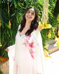 Printed White Color Pure Tabby Silk Kurti With Ped & Dupatta 