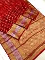 Pure Bandhej Silk Saree With Kanchipuram Zari Weaving thumb 1