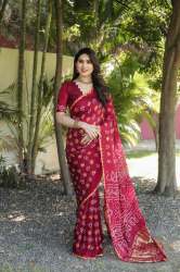 Pure Bandhej silk saree with Zari Weaving 