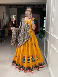 Pure Cotton Gamthi Work With Mirror Work Lehenga Choli