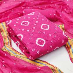 Pure Cotton with Hand Bandhej Dress Material