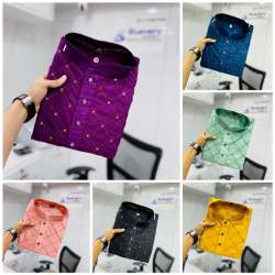 Pure Heavy Cotton Kurta Pajama With Embroidery Mirror Work 