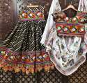  Pure Heavy rayon Cotton WITH Lehriya Golden print Lehenga 