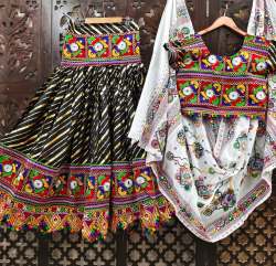  Pure Heavy rayon Cotton WITH Lehriya Golden print Lehenga 