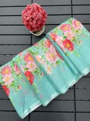 Pure Linen Printed Sarees Collection