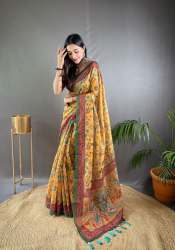 Pure Malai Cotton Saree With Kalamkari Prints