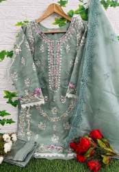 Pure Organza With Embroidery Work Suit 