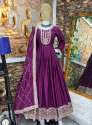 Purple Anarkali Dress With Embroidery work thumb 2
