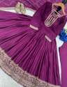 Purple Anarkali Dress With Embroidery work thumb 3
