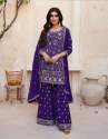 Purple  Chinon Embroidery Work Suit