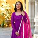 Purple Georgette Gown And Dupatta With Embroidery Mirror Work  thumb 2