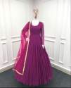 Purple Georgette Gown And Dupatta With Embroidery Mirror Work  thumb 3