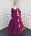 Purple Georgette Gown And Dupatta With Embroidery Mirror Work  thumb 4