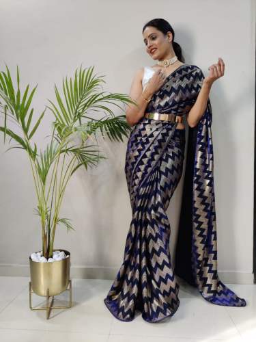 Ready To Wear 1 Min  Foil print Saree