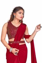 Readymade Plain Saree With Sequence Work