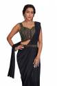 Readymade Plain Saree With Sequence Work thumb 2