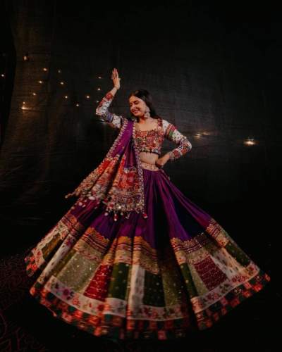 Real Mirror Work Butter Silk Lehenga Choli