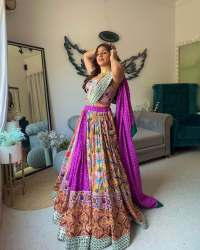 Real Mirror Work Muslin Cotton Printed Lehenga Choli 