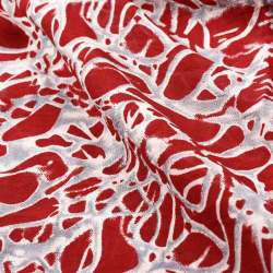 Red And White Abstract Pattern Digital Print Georgette Fabric