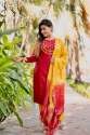 red-color-cotton-kurti-pant-set-with-embroidery-wo