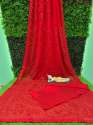 Red Color Faux Georgette Saree With Embroidery Cut Work Saree  thumb 6