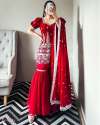 Red Color Heavy Faux Georgette Sharara Set  thumb 1