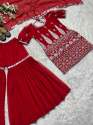 Red Color Heavy Faux Georgette Sharara Set  thumb 6