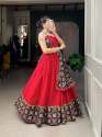 Red Color Pure Cotton Patola Print Lehenga Choli thumb 1