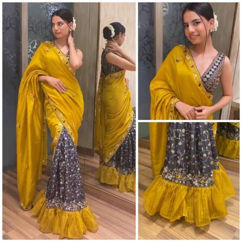 SABURI SILK PRINT WITH SEQUANCE WORK SAREE