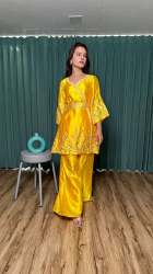 Satin Georget top with thread & sequence work 