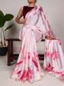 SATIN SILK FLORAL PRINT SAREE WITH PEARL WORK  thumb 2