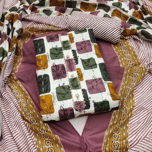 Sequence Work Cotton Printed Dress Material 