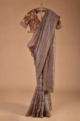 Smooth Organza Sequence Embroidery Work Saree 