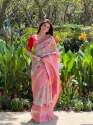Soft Banarasi Silk Saree With All Over Beautiful Floral Print thumb 10