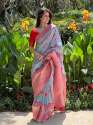 Soft Banarasi Silk Saree With All Over Beautiful Floral Print thumb 5