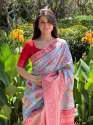 Soft Banarasi Silk Saree With All Over Beautiful Floral Print thumb 7