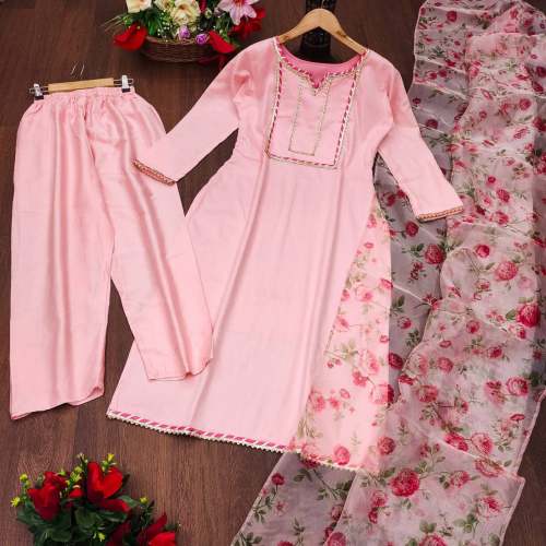 New Designer Cotton Kurti Set With Dupatta