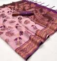 Soft Craft Linen Silk Weaving Zari Border Saree thumb 3